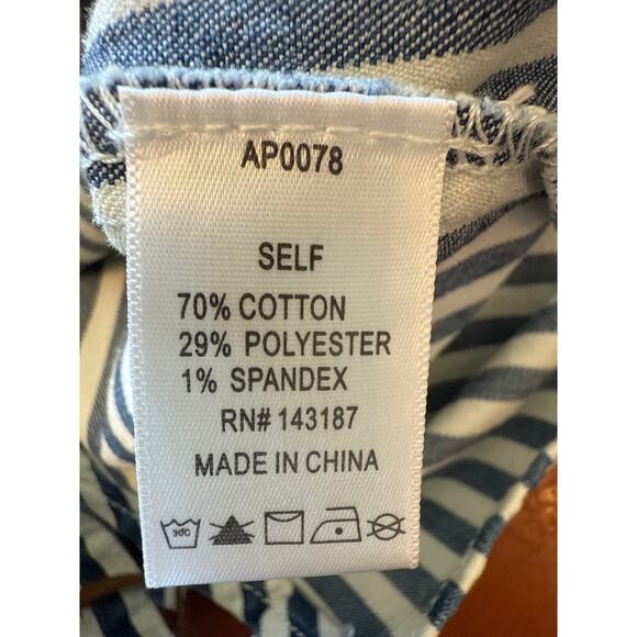 Dance & Marvel High Waist Striped Flare Pants Lace Up Blue White S - Picture 7 of 7